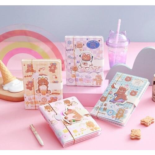 Lovely Bears Magnetic Snap Notebook Planner Scrapbook Note Pad Soft Cover Diary School Supplies Agenda Journal Accessories Gift