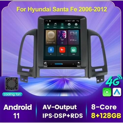 9.7'' 6G 128G 8core Gps Navigation Car Multimedia Radio Player For Hyundai Santa Fe 2 2006-2012 DSP WIFI 4G LTE cooling fan