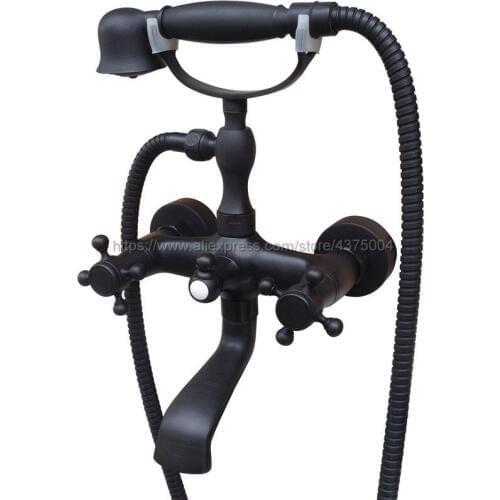 Wall Mounted Bathtub Faucet Oil Rubbed Bronze Tub Sink Faucet Telephone Style Bathroom Bath Shower Set with Handshower Ntf606