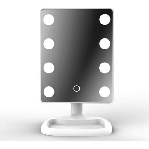 New Flat Light LED Makeup Mirror Light Bulb Desktop Table Lamp Mirror Vanity Mirror Square Aluminum alloy shaft Princess Mirror