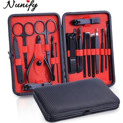 Nunify Black Pedicure Scissor Tweezer Manicure Set Professional Carbon Steel Nail Clipper Pedicure Toe Nail Art Tools Set Kits