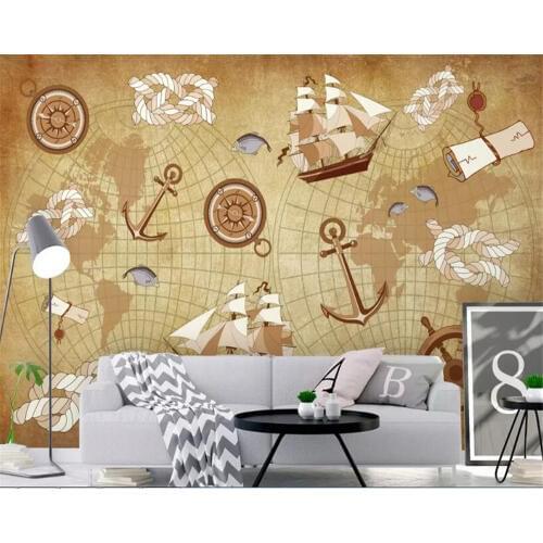 Beibehang brick wallpaper 3d World map hand drawn nordic 3d mural wallpaper tv background wallpaper papel de parede 3d Mural 3d
