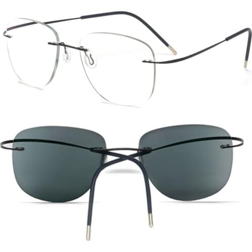 Ultralight Titanium Outdoor Photochromic Reading Glasses Eyeglass Men Sun Automatic Discoloration Presbyopia Hyperopia Glasses