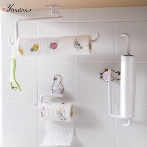 OYOREFD Wall Mounted Kitchen Paper Towel Holder Cartoon Toilet Paper Holder Multi-function Plastic Wrap Towel Roll Paper Holder