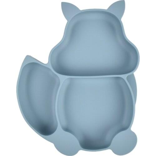 Food Grade Silicone Baby Divided Sucker Bowl Infant Learning Feeding Dishes Anti-Slip Squirrel Shape Dinner Plate Tableware
