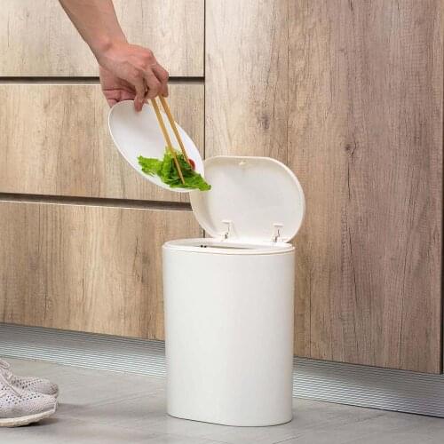 Plastic Oval Trash Can Pressing Type Trash Bin Dustbin Wastebasket Kitchen Bathroom Garbage Storage Bin Can