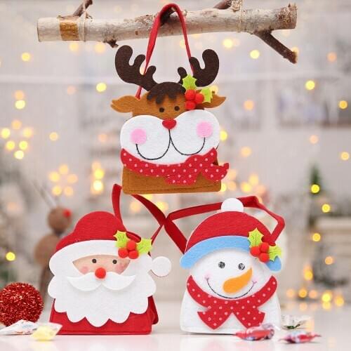 Festive Party Supplies Cloth cartoon Santa Claus Snowman Doll Children Candy Bags Christmas Gift Holders Bag 12pc/lot