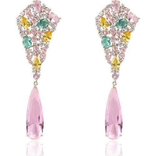 Cubic Zircon Drop Earrings for Wedding, Crystals Dangle Earring for Bride, Women Girl Gift CE10911