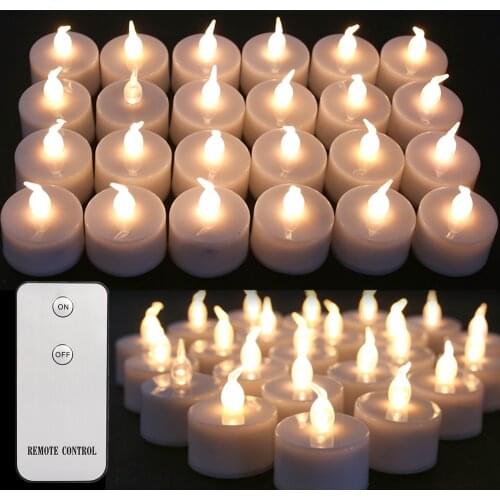 New 24Pcs Flickering LED Tealights Remote Control Battery Powered Flameless Candles For Home Party Birthday Christmas Decoration