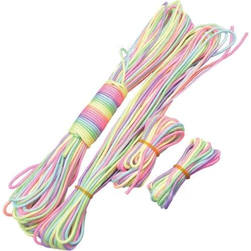 3mm Light Rainbow Braided Rope Paracord Parachute Cord Lanyard Rope Outdoor Camping Hiking Keychain Bracelet Crafts Accessories