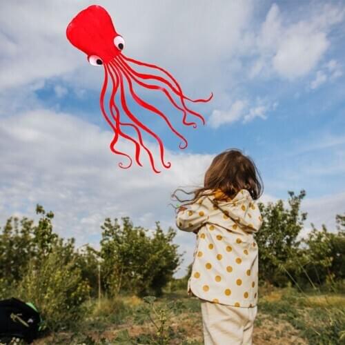 Outdoor Toy Flying Activity Game 3D Octopus Kites Polyester Cartoon Animal Easy Fly Windsock Kids Toys for Gifts