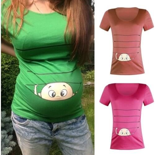 2020 Spring Summer Women 3D T-Shirt Maternity Cotton Short Sleeve Cute Print T-shirt Pregnant Cartoon Graphic T Shirt Pregnancy