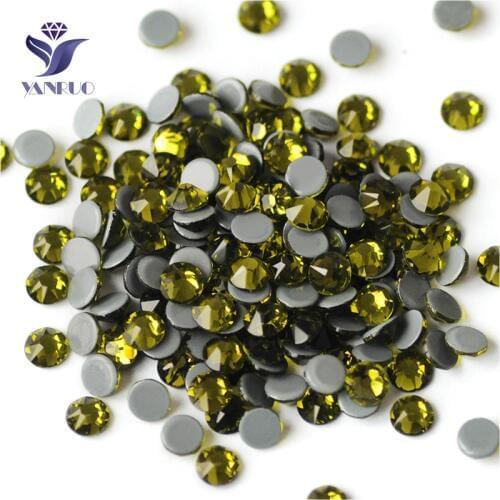YANRUO 2088HF All Sizes Olivine Hotfix Crystals Flatback Iron On Strass Adhesive Rhinestones For Clothes Accessories