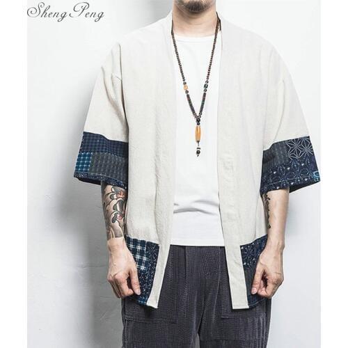 Japanese kimono cardigan men haori yukata male samurai costume clothing kimono jacket mens kimono shirt yukata haori V1795