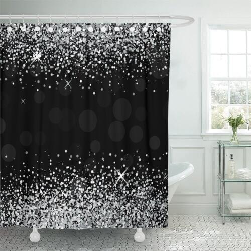 Star Shiny Silver on Diamond Glam Scatter Sparkle Particle Shower Curtain Waterproof Polyester Fabric 60 x 72 Inches with Hooks