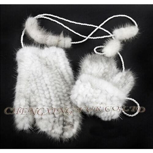 CX-A-35C Winter Mink Fur Gloves for Women New Fashion Genuine Glove Knitted Mink Fur Fingerless