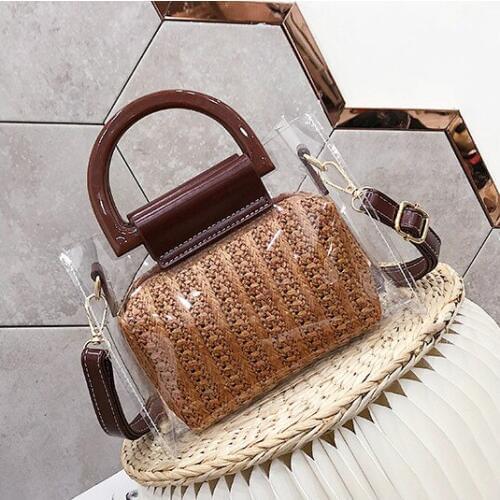 2019 Fashion Ins Spring Summer Lovely Women Bags Small Shoulder Bags mkd2 Handmade Girls Transparent Straw Bags