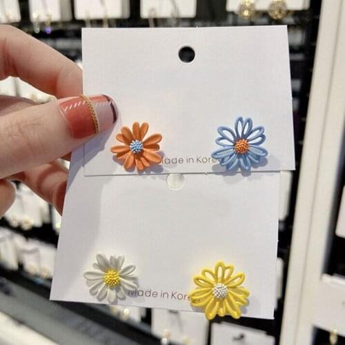 2020 New Summer style colorful flowers stud earrings for women girls daily wear cute elegant fashion jewelry stud earrings