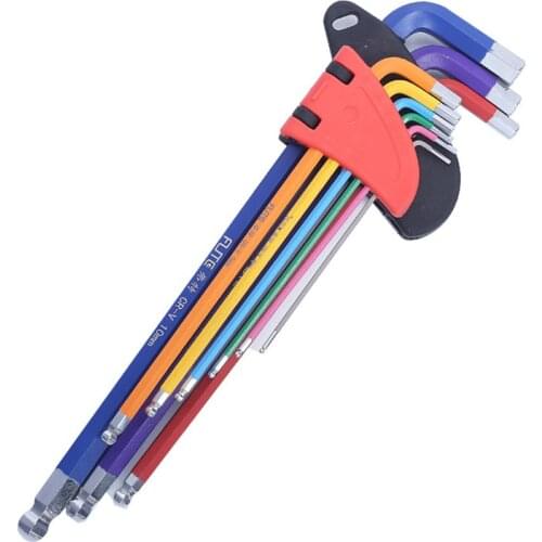 1 set of Allen wrench screwdriver set Hexagonal wrench universal 9 pieces of ball-end Torx key tool L-shaped hand tool kit