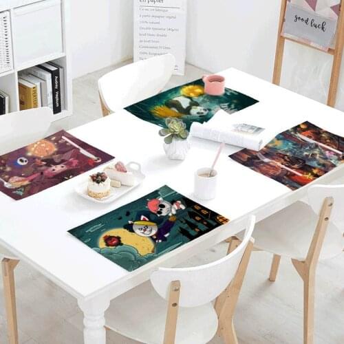 1PC Hot Selling 2021 New Halloween Cartoon Character Placemat Halloween Pumpkin Pattern Halloween Restaurant Table Decoration
