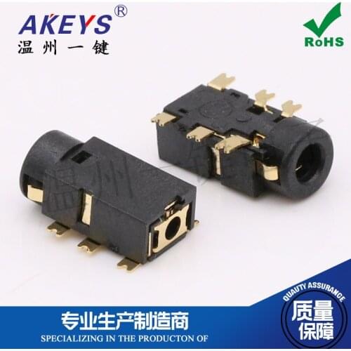 10pcs PJ-2562.5mm earphone socketaudio interface6-foot patchPillarless headphone jackstereo