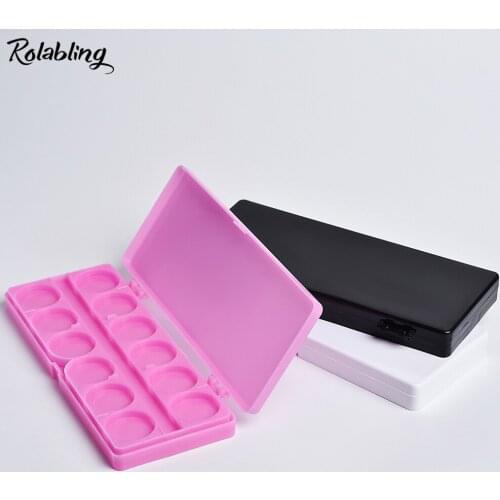 Rolabling 12 Grids Plastic Nail Art Color Paint Palette Mixing Acrylic Gel Polish Painting Drawing Color Nail Painting Supplies