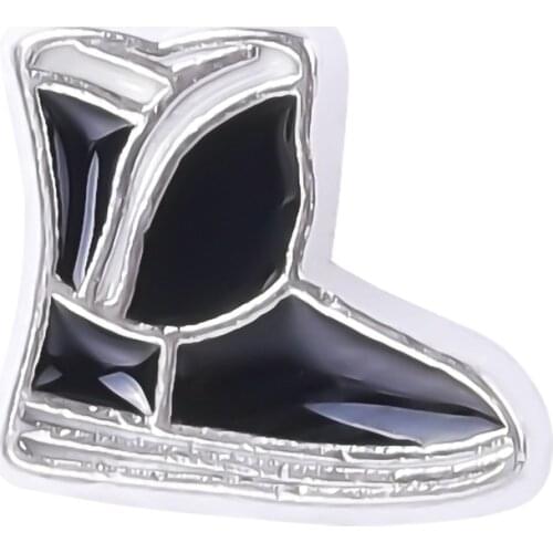 F203 Zinc Alloy Black Snow Boot Charms For 30mm Living Glass Locket 7*7mm
