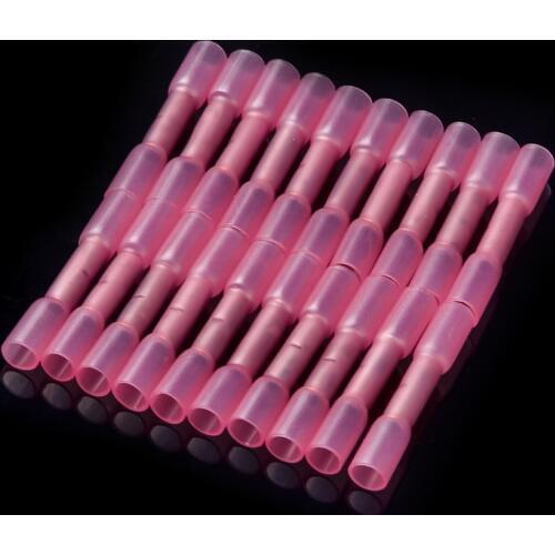 20PCS Red Heat Shrink Butt Terminals Insulated Waterproof Electrical Wire Connectors Crimp Terminal 0.5-1.5mm2 AWG 22-18 Kit