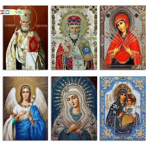Zooya Diamond Painting Cross Stitch 6 Picture Religion Icon 5D Diamond Embroidery Mosaic New Year Decoration Gift Handmake 1Zj07