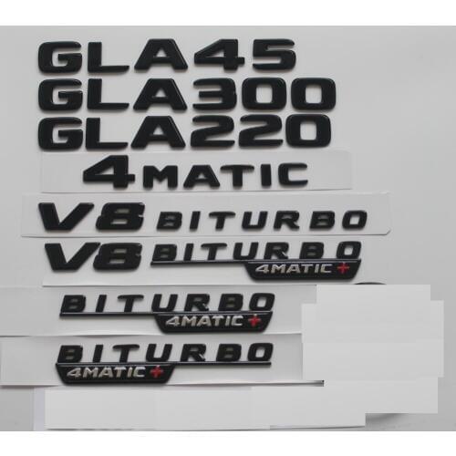 Gloss Black For Mercedes Benz X156 W156 GLA45 AMG GLA200 GLA220 GLA250 V8 BITURBO 4MATIC Trunk Rear Star Emblems Badges