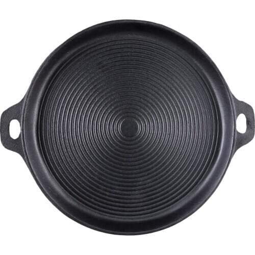 Large double ear cast iron steak pot pancake frying pan induction cooker BBQ grill pan griddle plate barbecue baking tray