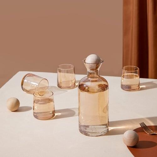 Cold Water Bottle Creative and Slightly Luxury High Temperature Resistant Transparent Lead-Free Glass Water Bottle Pitcher