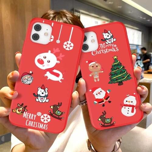 Moskado TPU Christmas Elk Phone Case for iphone 11 12 Pro Max Mini X XR XS Max 7 8 Plus Dust-proof Mobile Phone Protective Shell