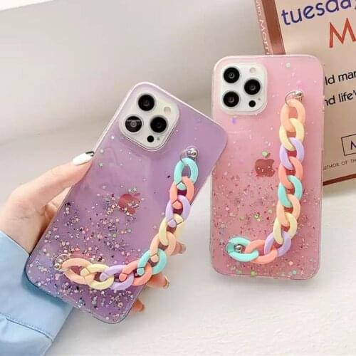 LOVECOM Rainbow Bracelet Phone Case For Samsung A52 A72 A51 A71 F62 S20 FE S21 S10 S9 S8 Plus Bling Glitter Clear Soft Cover