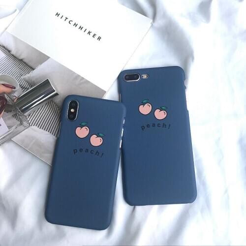 Cartoon Fruit Case For iphone 6 6S 7 8 Plus Cute delicious Juicy Peach Matte Hard PC Phone Cases Back Cover Coque for iPhone X