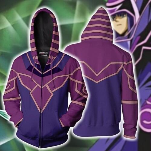 Duel Monsters Cosplay Black Magician Hoodie Costume Anime Jacket Coat zipper cosplay costume Sweatshirts Hoodies Halloween