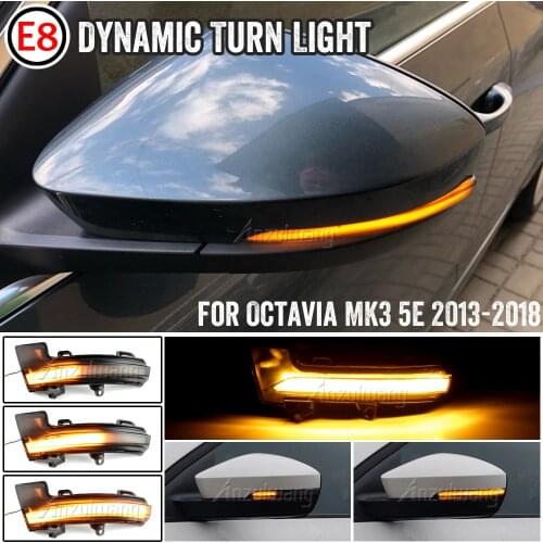 Dynamic LED Turn Signal Blinker Rear Mirror Flowing Water Flashing Light For Skoda Octavia Mk3 A7 5E 2014 2015 2016 2017 2018