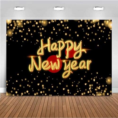 Happy 2021 Party Backdrop Golden Glitter New Year Party Prom Decoration Photography Background for Photo Booth Shoot