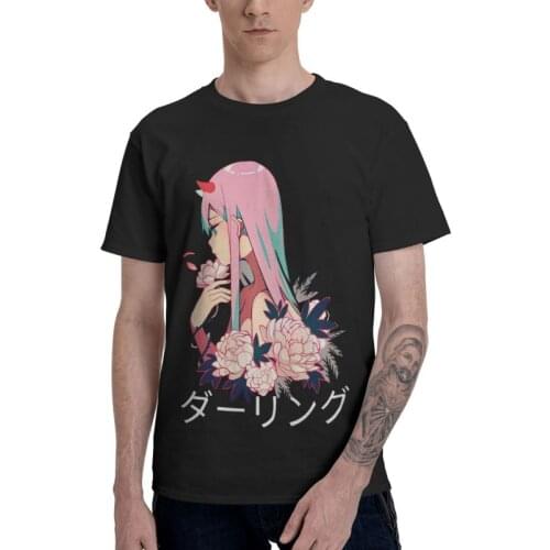 Zero Two Cute Art Anime Manga T Shirt Men 100% Cotton Printed T-shirt Streetwear Tshirt Short Sleeve Darling In The Franxx Tee
