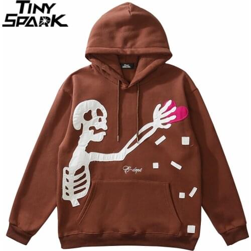 Hip Hop Streetwear Sweatshirt Hoodie 2021 Men Human Skeleton Hooded Pullover Autumn Harajuku Cotton Fleece Sweat Shirt Hoodie