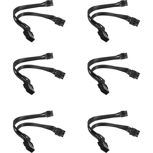 HOT-6Pcs 20cm Graphics Card 8 Pin Female to 2X8P(6+2)Pin Extention Power Cable Male PCIe PCI Express 4 Lines Cable Connector