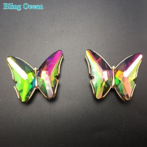 Crystal butterfly brooches and buckles for shoes or clothes
