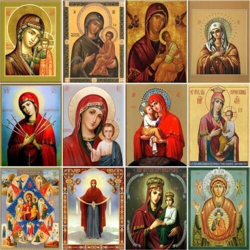 HUACAN Embroidery Portrait Cross Stitch Religion Needlework Sets For Full Kits White Canvas 14CT DIY Home Decor 40x50cm