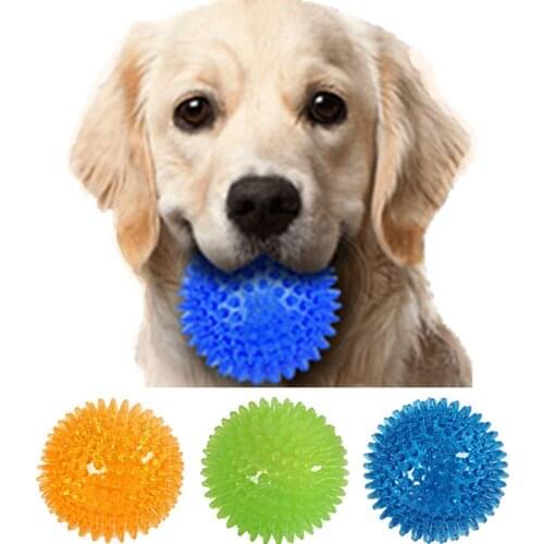 Pet Dog Cat Interactive Toys Puppy Sounding Toy Polka Squeaky Tooth Cleaning Balls TPR Training Pet Teeth Chewing Toy Thorn Ball