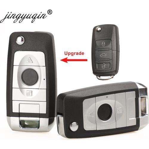 Jingyuqin 10pcs 3 Button Modified Car Remote Flip Key Shell Case For Volkswagen Vw Jetta Golf Passat Beetle Skoda Seat Polo B5
