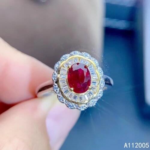 KJJEAXCMY fine jewelry 925 sterling silver inlaid natural adjustable ruby new Female ring trendy Support test with box