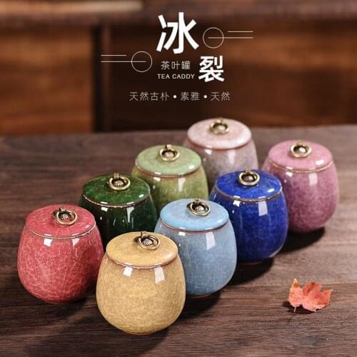 Portable ice cracked glaze ceramic purple sand small tea pot tea pot tea box Pu'er sealed pot