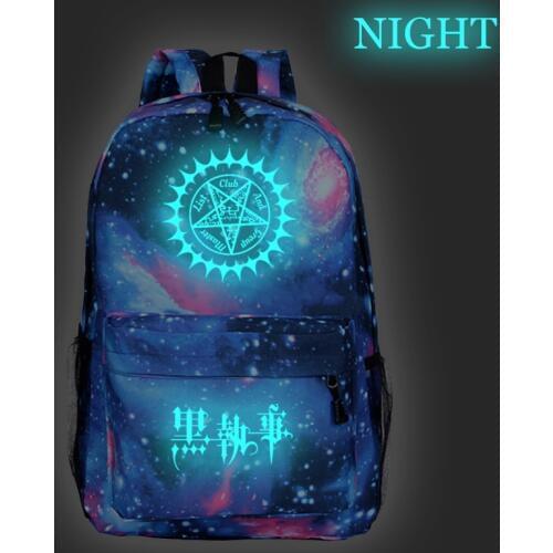 Beautiful Black Butler Kuroshitsuji Luminous Backpack New Pattern Laptop Knapsack Fashion Men Women Boys Girls School Bag