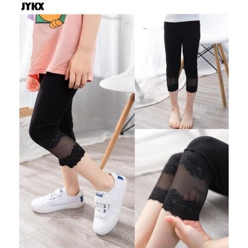 Girls' leggings 2021 Summer Thin Modal Lace Stitching Childrens Pants Childrens Seven-point Leggings Wholesale