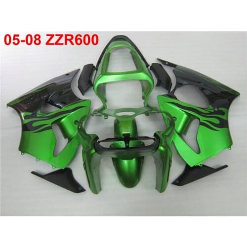 Injection mold Fairing kit for Kawasaki Ninja ZZR600 05 06 07 08 green black fairings set ZZR600 2005 2006 2007 2008 OT03